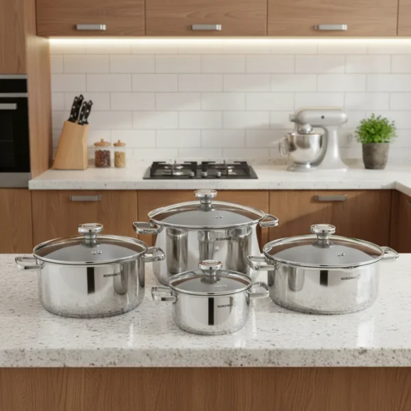 سرویس قابلمه 8 پارچه استیل براق آکوا کرکماز 1968 | رابیما