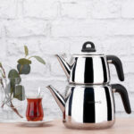 کتری و قوری 1.0 + 2.0 لیتر استیل براق بلا کرکماز 045