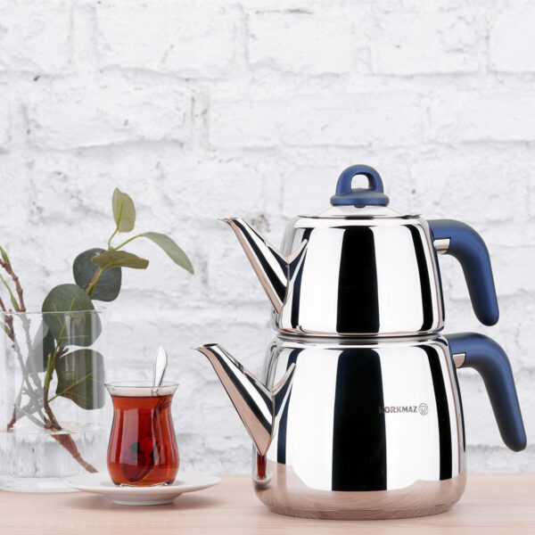 کتری و قوری 1.0 + 2.0 لیتر استیل براق بلا کرکماز 045-02