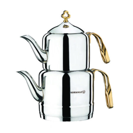 کتری و قوری 1.1 + 2.0 لیتر استیل براق چینتمانی کرکماز 212