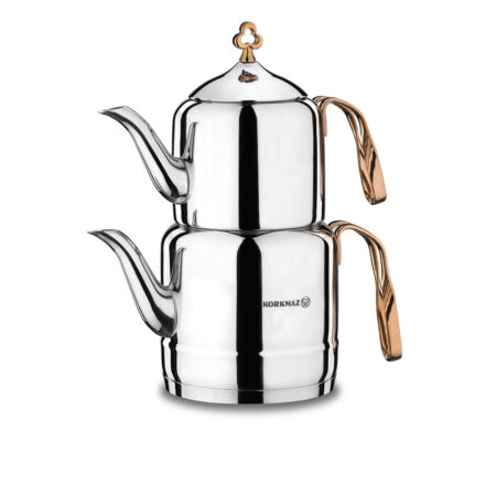 کتری و قوری 1.1 + 2.0 لیتر استیل براق چینتمانی کرکماز 213