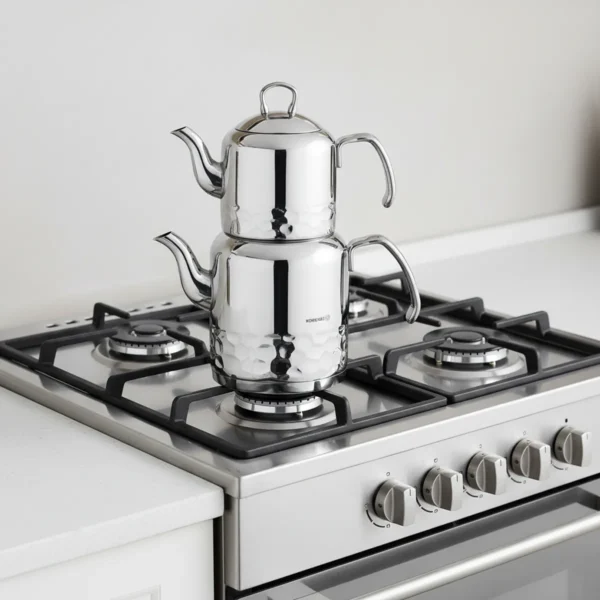 کتری و قوری 1.2 + 2.2 لیتر استیل براق ارنا کرکماز 227 | رابیما