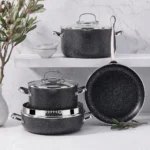 سرویس قابلمه نچسب ۷ پارچه گرانیت مشکی گلکسی کرکماز ۱۳۷۱ | رابیما
