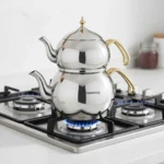 کتری و قوری 1.1 + 2.0 لیتر استیل براق هاندان کرکماز 222-01 | رابیما