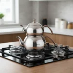 کتری و قوری 1.1 + 2.0 لیتر استیل براق هاندان کرکماز 222 | رابیما