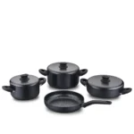 سرویس قابلمه نچسب 7 پارچه مشکی لیناپلاس کرکماز 2888 | رابیما