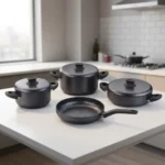 سرویس قابلمه نچسب 7 پارچه مشکی لیناپلاس کرکماز 2888 | رابیما