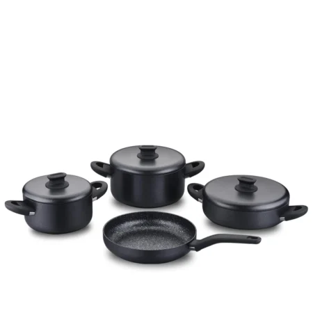 سرویس قابلمه نچسب 7 پارچه مشکی لیناپلاس کرکماز 2888 | رابیما