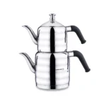 کتری و قوری 0.8 + 1.6 لیتر استیل براق مینا میدی کرکماز 035 | رابیما