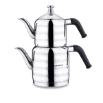 کتری و قوری 1.1 + 2.0 لیتر استیل براق مینا ماکسی کرکماز 036 | رابیما