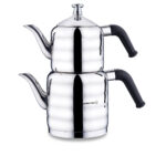 کتری و قوری 1.1 + 2.0 لیتر استیل براق مینا ماکسی کرکماز 036