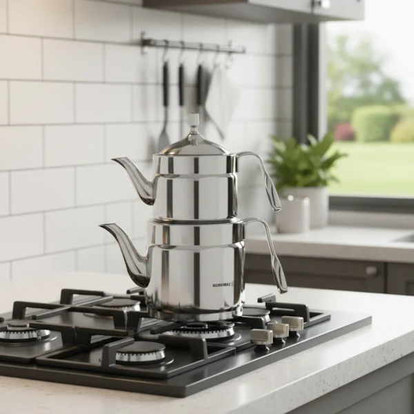 کتری و قوری 1.2 + 2.2 لیتر استیل براق نوستالژی ماکسی کرکماز 229 | رابیما