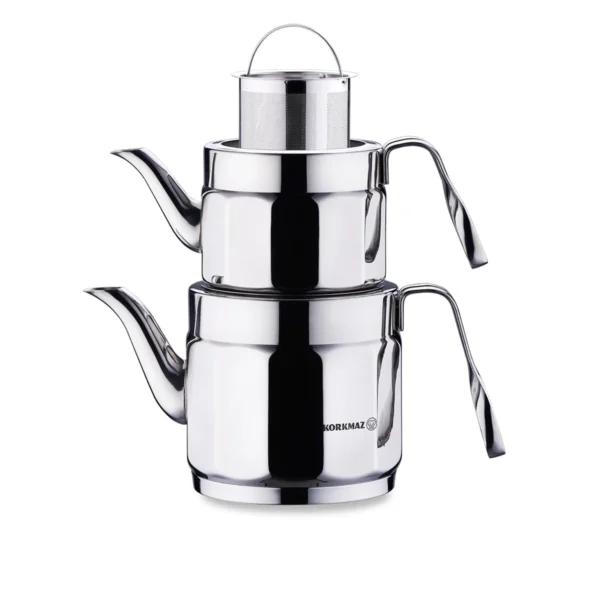 کتری و قوری 1.2 + 2.2 لیتر استیل براق نوستالژی ماکسی کرکماز 229 | رابیما