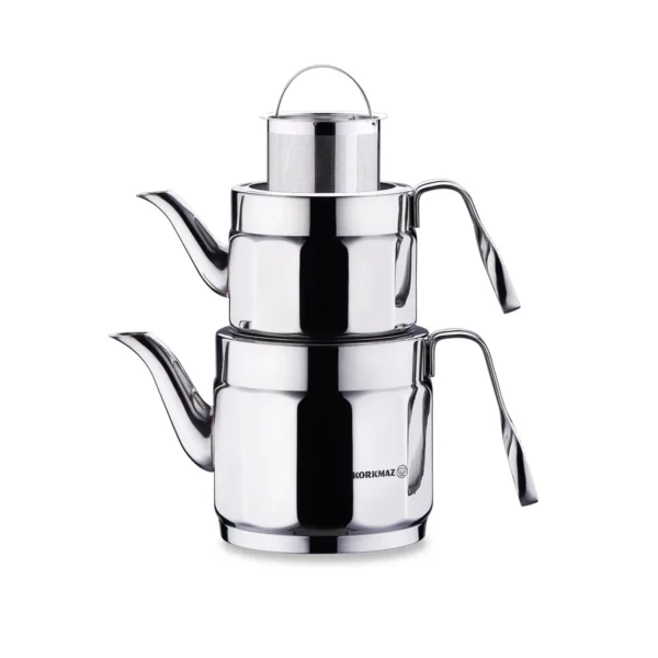 کتری و قوری 0.9 + 1.6 لیتر استیل براق نوستالژی میدی کرکماز 228 | رابیما