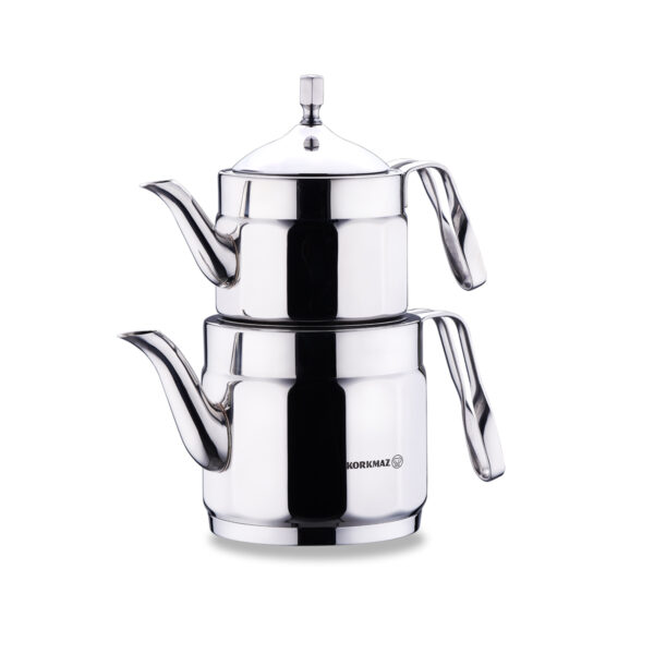 کتری و قوری 0.9 + 1.6 لیتر استیل براق نوستالژی میدی کرکماز 228