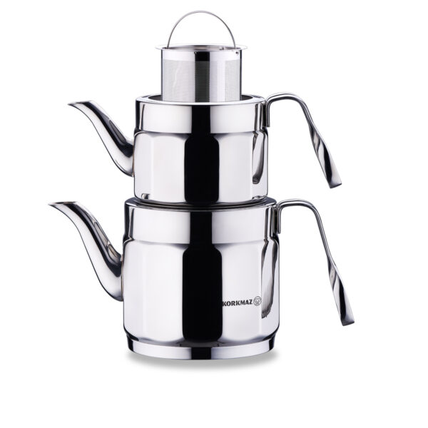 کتری و قوری 0.9 + 1.6 لیتر استیل براق نوستالژی میدی کرکماز 228