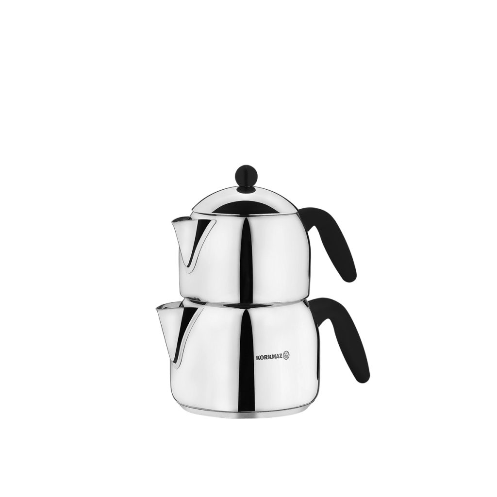 کتری و قوری 0.7 + 1.5 لیتر استیل براق اربیت میدی کرکماز 037