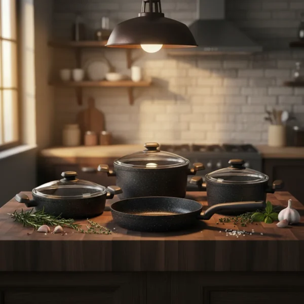 سرویس قابلمه 7 پارچه گرانیت مشکی اورنلا کرکماز 2609 | رابیما