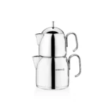 کتری و قوری 0.6 + 1.2 لیتر استیل براق پرا کرکماز 281 | رابیما