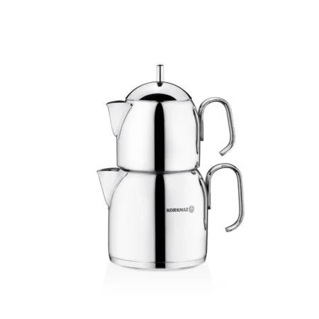 کتری و قوری 0.6 + 1.2 لیتر استیل براق پرا کرکماز 281 | رابیما