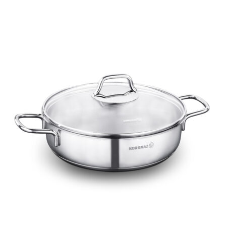 قابلمه کوتاه 26*7.0 سانتیمتر 3.6 لیتر استیل براق پرلا کرکماز 1834