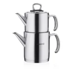 کتری و قوری 1.2 + 1.8 لیتر استیل براق پرولاین کرکماز 274 | رابیما