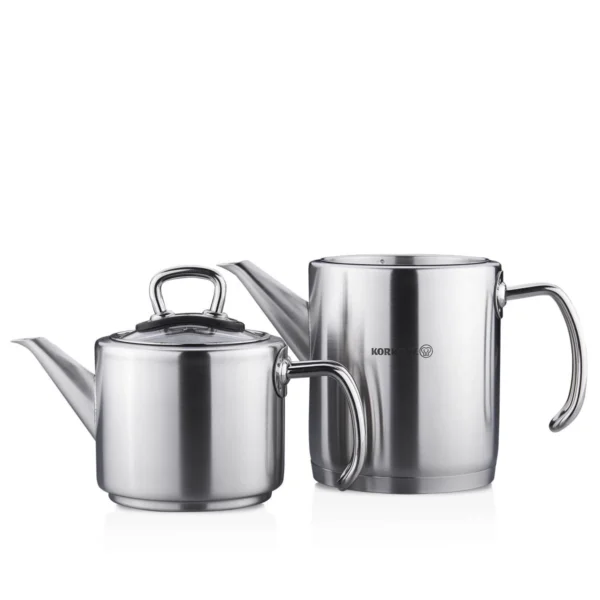 کتری و قوری 1.2 + 1.8 لیتر استیل براق پرولاین کرکماز 274 | رابیما