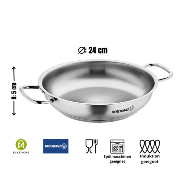 تابه تخت 24*5.0 سانتیمتر 1.8 لیتر استیل مات پرولاین کرکماز 1192