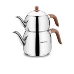 کتری و قوری 1.1 + 2.5 لیتر استیل براق رترو کرکماز 196