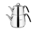 کتری و قوری 1.0 + 2.0 لیتر استیل براق ورتکس کرکماز 197