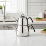 کتری و قوری 1.0 + 2.0 لیتر استیل براق ورتکس کرکماز 197