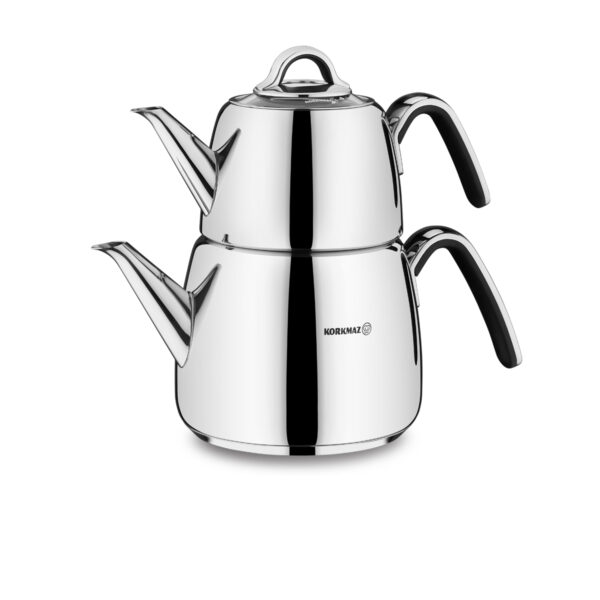 کتری و قوری 1.0 + 2.0 لیتر استیل براق ورتکس کرکماز 197