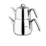 کتری و قوری 1.0 + 2.0 لیتر استیل براق ورتکس کرکماز 197