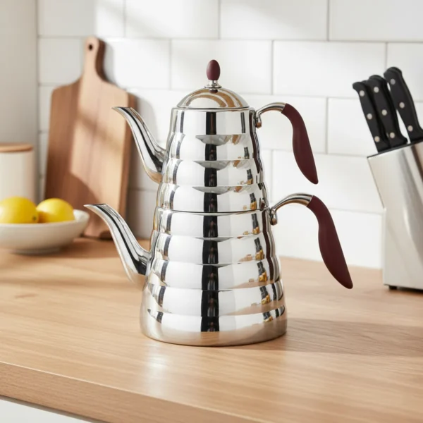 کتری و قوری 1.1 + 2.5 لیتر استیل براق ویوا کرکماز 219-01 | رابیما