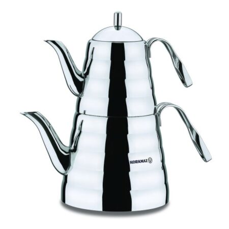 کتری و قوری 1.1 + 2.5 لیتر استیل براق پترا کرکماز 223