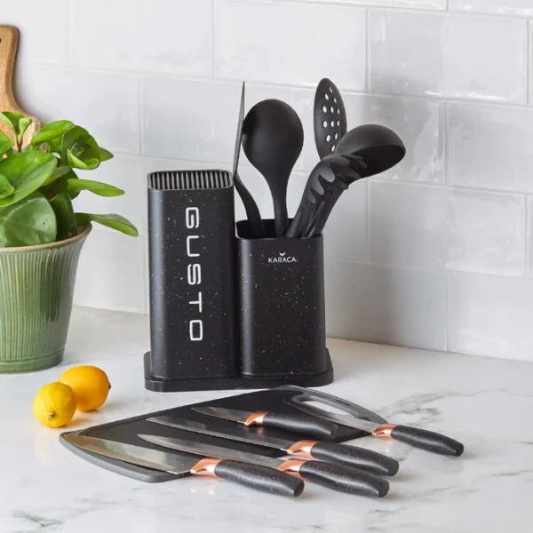 سرویس چاقو و کفگیر ملاقه 12 پارچه مشکی گستو کاراجا 153.03.06.7246