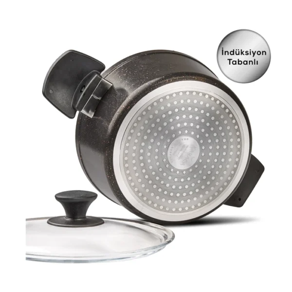 سرویس قابلمه و کفگیر و ملاقه 13 پارچه مشکی طلایی پاور بیوگرانیت کاراجا 153.03.08.1172