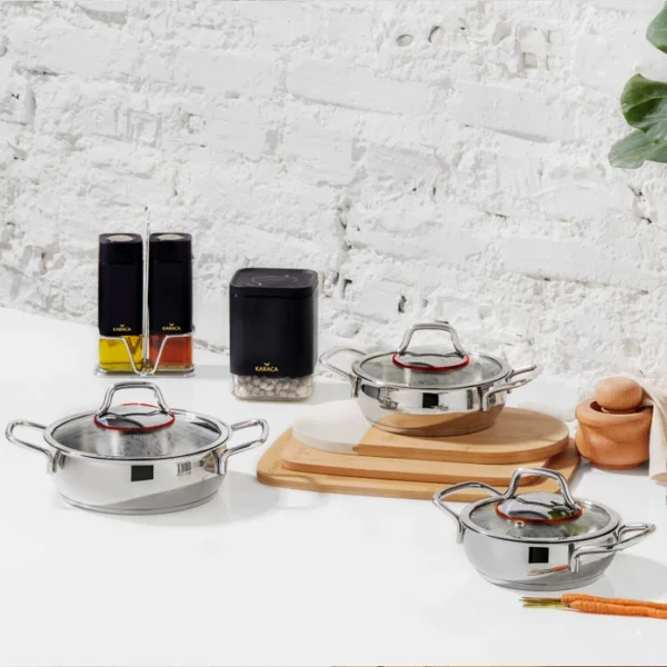 سرویس قابلمه 8 پارچه استیل براق سریر کاراجا 153.03.08.1214