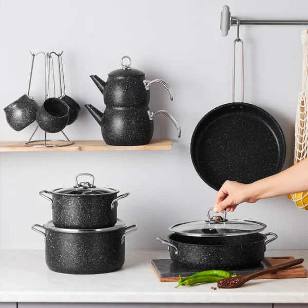 سرویس جهیزیه ۱۴ پارچه مشکی پاور بیوگرانیت کاراجا 153.03.08.1598