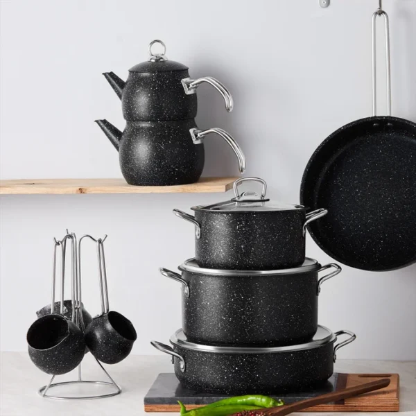 سرویس جهیزیه ۱۴ پارچه مشکی پاور بیوگرانیت کاراجا 153.03.08.1598