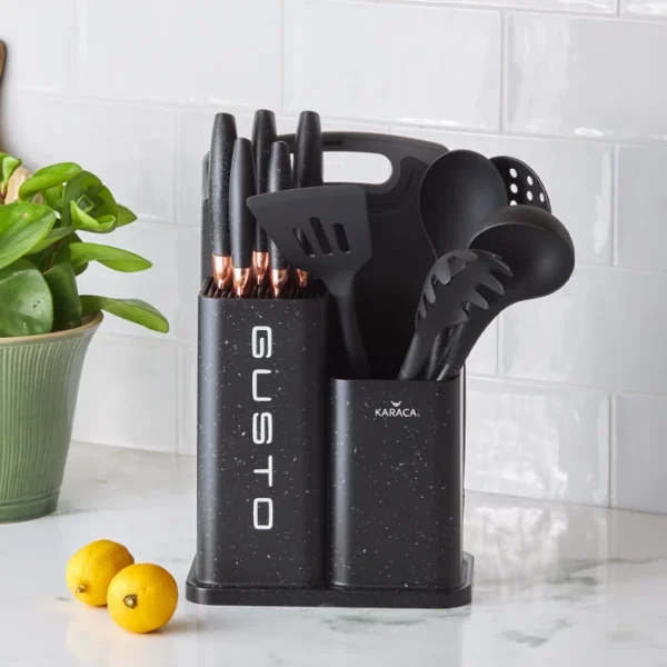 سرویس چاقو و کفگیر ملاقه 12 پارچه مشکی گستو کاراجا 153.03.06.7246