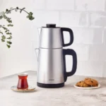 چاي ساز اتوماتیک برقی 1650 وات 0.9 + 1.8 لیتر استیل مات تی بریک کاراجا 153.03.06.9496