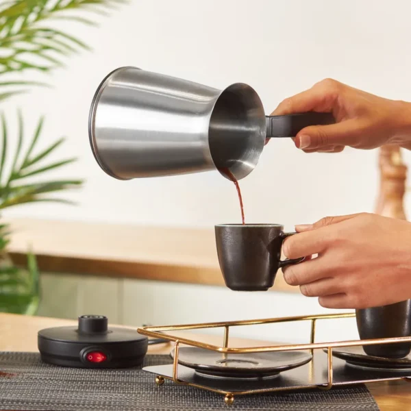 قهوه جوش برقی 800 وات استیل مات چیلیک کاراجا 153.01.06.4835