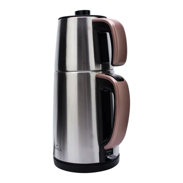 چاي ساز اتوماتیک برقی 1650 وات 0.9 + 1.8 لیتر استیل مات دم کیفی کاراجا 153.01.06.4881