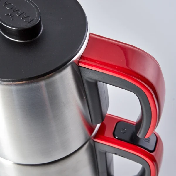 چاي ساز اتوماتیک برقی 1650 وات 0.9 + 1.8 لیتر استیل مات دم کیفی کاراجا 153.01.06.4882