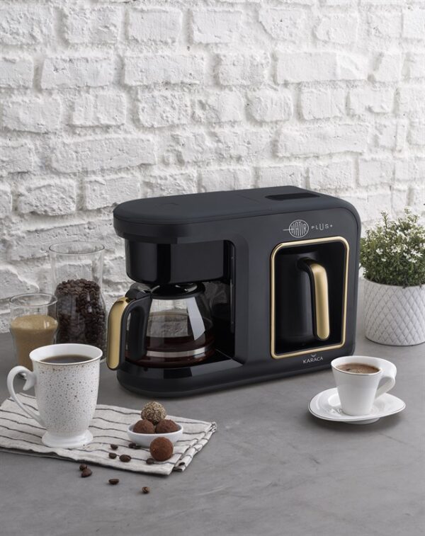 قهوه ساز 2در1 اتوماتیک برقی 1350 وات مشکی هاتیرپلاس کاراجا 153.01.06.4923