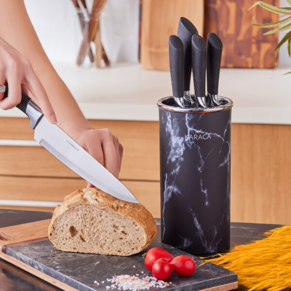 سرویس چاقو 6 پارچه مشکی ماربل کاراجا 153.03.06.1995 Rabima رابیما