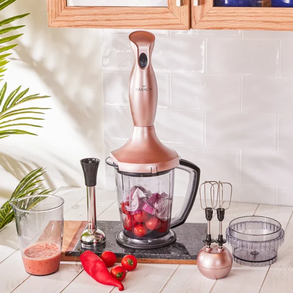 سرویس غذاساز 1000 وات رزگلد مکسی میکس کاراجا 153.03.06.4768