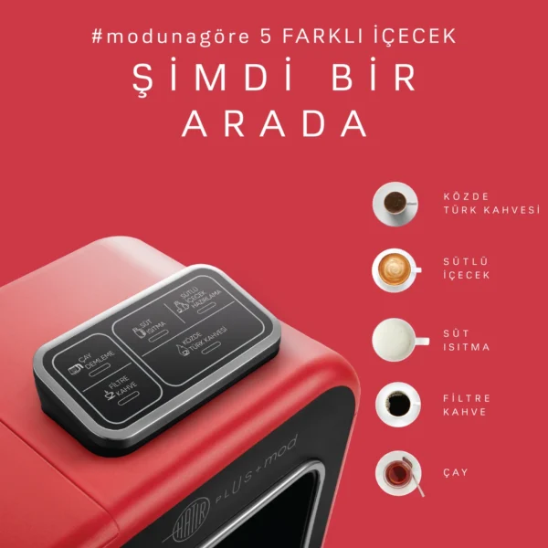 قهوه ساز 5 در1 اتوماتیک برقی 1385 وات قرمز هاتیرپلاس مد کاراجا 153.03.06.4986