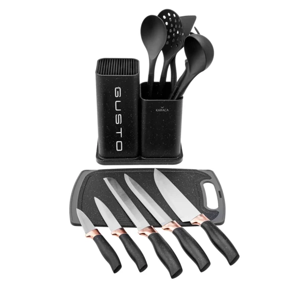 سرویس چاقو و کفگیر ملاقه 12 پارچه مشکی گستو کاراجا 153.03.06.7246 Rabima رابیما